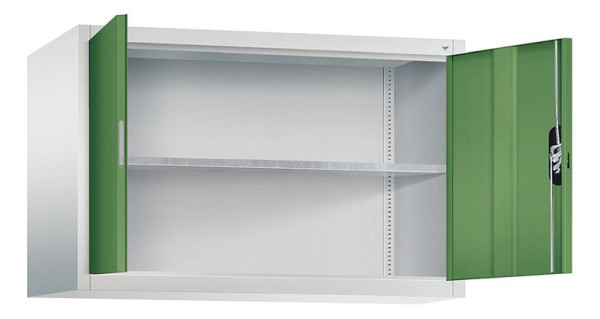 C+P bovenkast Acurado, H790xB1200xD500mm, kleur: lichtgrijs / reseda groen, verzonken handgreep, 9485-009 S10091
