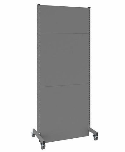 DENIOS mobiele akoestische scheidingswand, basisveld, B 1000, H 2500 mm, tweezijdige akoestische geperforeerde plaat, grijs, 293072