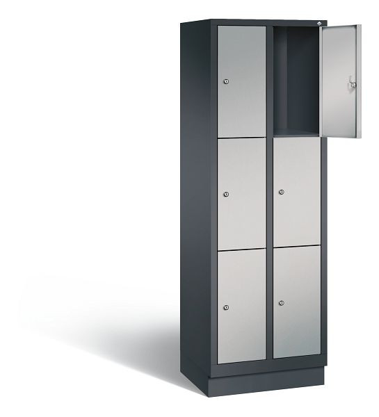 C+P lockerkast Evolo, H1800xB610xD500mm, kleur: zwart-grijs/wit aluminium, 48020-203 S10155