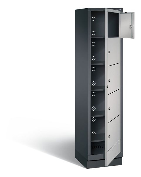 C+P wasautomaat Evolo, H1800xB420xD500mm, kleur: zwart-grijs/wit aluminium, 48160-105 S10016
