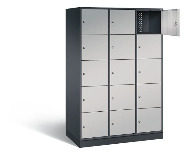 C+P XL lockerkast Intro, H1950xW1220xD590mm, kleur: zwart-grijs/wit aluminium, 8570-303 S10047