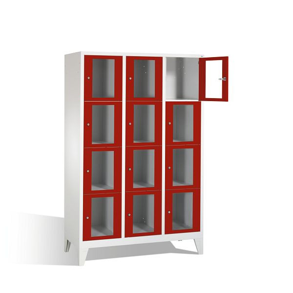 C+P lockerkast Classic, H1850xB1200xD500mm, kleur: lichtgrijs/robijnrood, 8010A324 S10001
