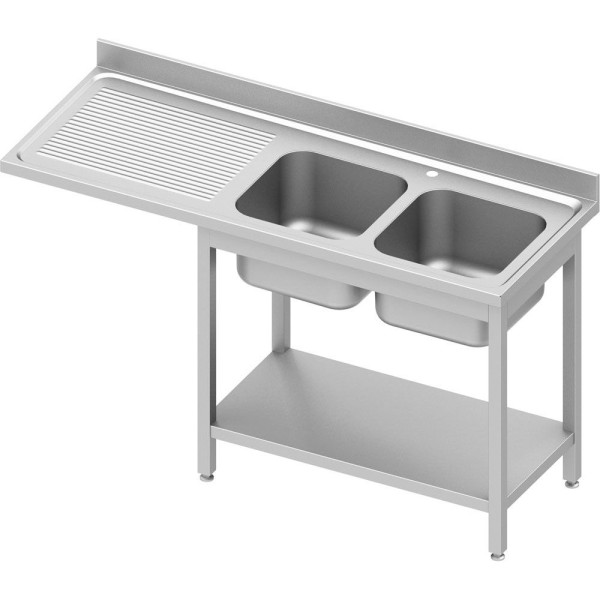 Stalgast spoelbak ECO met onderstel en overstek 1800x700x900 mm, met twee wastafels rechts, met opstand, zelfmontage (AISI201), DST18769RA