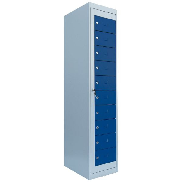 Lüllmann verdeelkast, 1 compartiment, 10 compartimenten, 1800 x 400 x 500 mm, lichtgrijs/gentiaanblauw, 526101