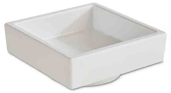 APS Bento Box -ASIA PLUS-, 7,5 x 7,5 cm, hoogte: 3 cm, melamine, binnenkant: wit, glanzend, buitenkant: wit, mat, 15473