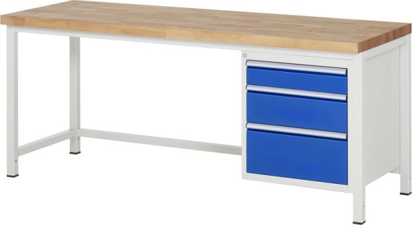RAU werkbank serie 8000 - frameconstructie (gelast frame), 3 x laden, 2000x840x700 mm, 03-8159A1-207B4S.11