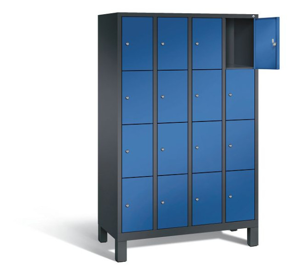 C+P lockerkast Evolo, H1850xB1190xD500mm, kleur: zwartgrijs / gentiaanblauw, 48010-404 S10161