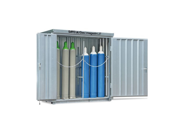 SÄBU SAFE gasmagazijn 224 LIF, verzinkt, gemonteerd, met roosterbodem, 2.100 x 1.140 x 2.250 mm