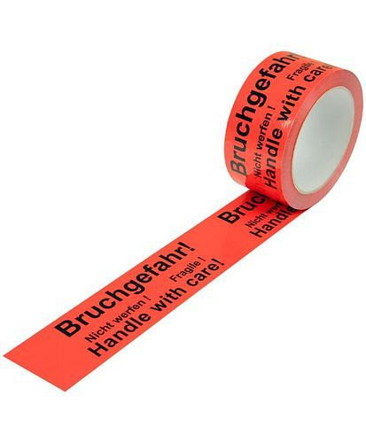 DENIOS waarschuwingstape, PP, opdruk breukgevaar, in signaalrood, 50 mm breed x 66 m, verpakking: 12 rollen, 299569