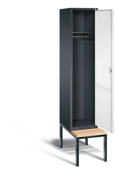 C+P garderobe Evolo, H2090xW420xD815mm, kleur: zwartgrijs / verkeerswit, 48050-12 S10078