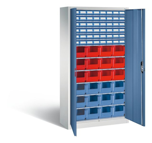 C+P tijdschriftenkast serie 13, H1980xB1000xD420mm, kleur: lichtgrijs / verre blauw, verzonken handgreep, 133144-29 S10038