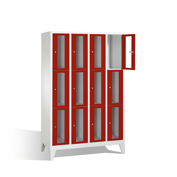 C+P lockerkast Classic, H1850xB1190xD500mm, kleur: lichtgrijs/robijnrood, 8010A403 S10001