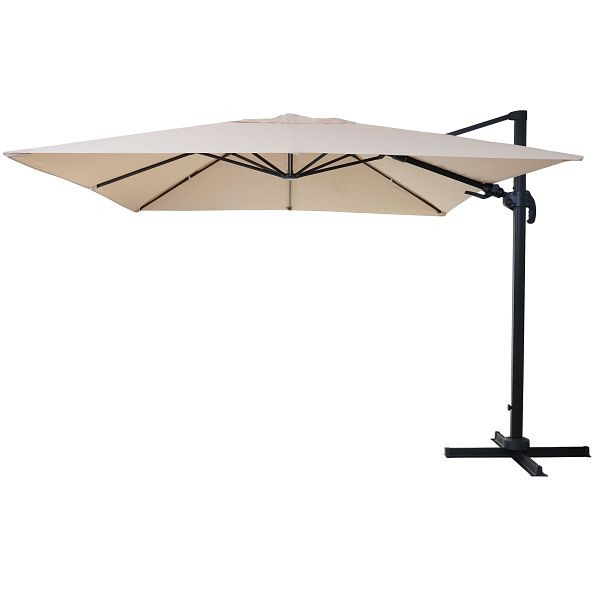 Mendler gastronomie verkeerslichtparaplu HWC-A96, 3x3m (Ø4,24m) zwenkbaar, polyester aluminium/staal 23kg, creme zonder standaard, draaibaar, 153394+122472