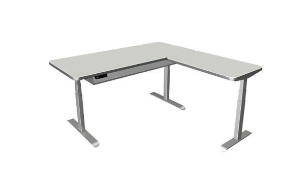 Kerkmann sta-/zittafel Move 4 Premium, B 1800 x D 800 mm, met aanbouwelement 1000 x 600 mm, elektrisch in hoogte verstelbaar van 620-1270 mm, lichtgrijs, 10321111