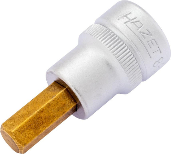 Hazet schroevendraaierdop, hol vierkant 10 mm, binnenzeskant profiel, 8 mm, extra kort met karteling, 8801K-8
