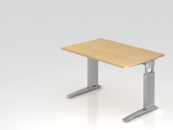 Hammerbacher bureau C-poot 120x80cm esdoorn/zilver, werkhoogte 68-86 cm verstelbaar, VUS12/3/S