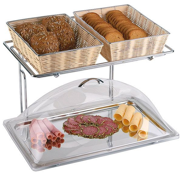 APS buffetframe GN 1/1, dubbeldekker, 2 delen, ca. 50 x 34 cm, hoogte 37,5 cm, verchroomd draadframe, 2 niveaus, 11555