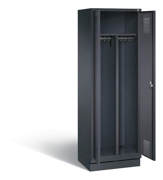 C+P zwart wit locker Evolo, H1800xB610xD500mm, kleur: zwart-grijs, 48022-20 S10034