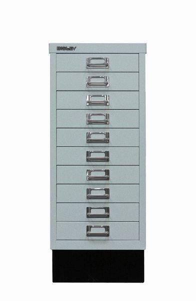 Bisley MultiDrawer™, 29-serie met onderstel, DIN A4, 10 laden, zilver, L2910S355