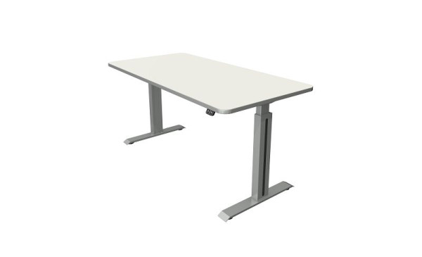 Kerkmann sta-/zittafel B 1600 x D 800 mm, zilver, elektrisch in hoogte verstelbaar van 740 - 1230 mm, wit/zilver, 10175810