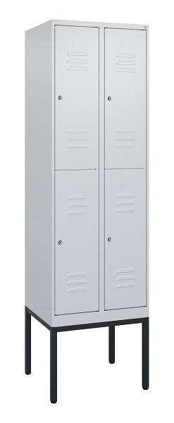 C+P dubbeldekskast Classic PLUS, frame, 2 vakken, 2120x600x500mm, 7035/7035, cilindersloten, 0803307-20 S10024