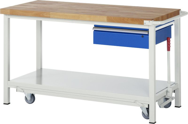 RAU werkbank met neerlaatbaar onderstel serie 8000, 1 x lade, 1500x880x700 mm, 05-8001A6-157B4F.11