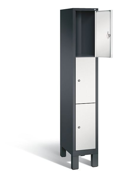 C+P lockerkast Evolo, H1850xB320xD500mm, kleur: zwartgrijs/lichtgrijs, 48010-103 S10051