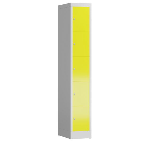 Lüllmann ClassiX lockerkast, 1 compartiment, 5 compartimenten, 1800 x 310 x 500 mm, lichtgrijs/zinkgeel, X-520516