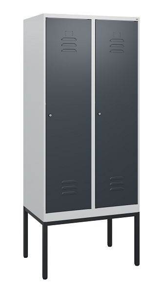 C+P Umkleidespind Classic PLUS, Gestell, 2 Abteile, 1950x800x500mm, 7035/7016, Zylinderschlösser, 0800305-22 S10023