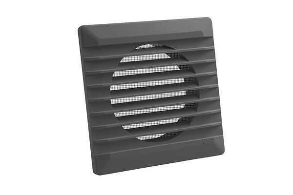 Marley ventilatierooster 140x140mm met vliegengaas en buisaansluiting Ø100mm antraciet, 059648