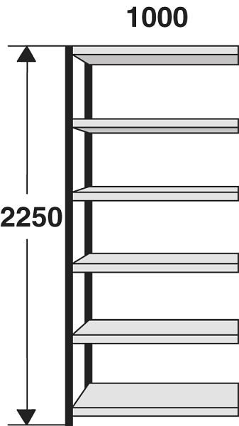 Kerkmann stellingveld Stora 100, B 1000 x D 600 x H 2250 mm, zwart/lichtgrijs, 51243215