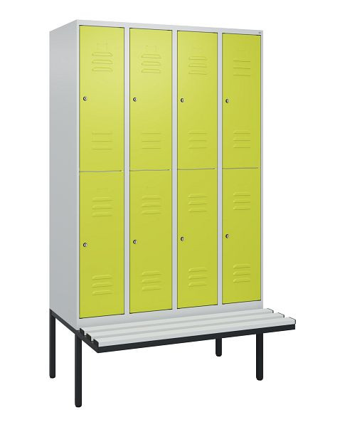 C+P dubbeldekskast Classic PLUS, 4 compartimenten, 2120x1200x815mm, 7035/0024, cilindersloten, zwevende zitting, 0803407-40 S10025