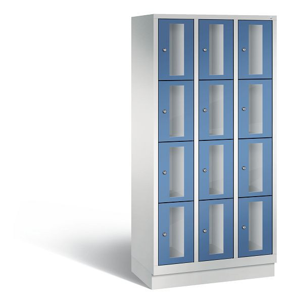 C+P Schließfachschrank Classic, 12 Fächer, H1800xB900xT500 mm, Grau/Fernblau, 8020A304 S10026