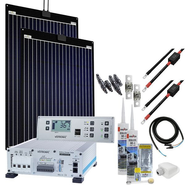 Offgridtec mTriple Flex L camperzonnesysteem met 2 x 160W 45/30/350 VBCS drievoudige lader en 5748 VPC Jupiter combinatiepaneel, 4-01-010410-004