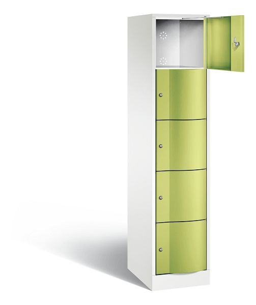 C+P lockerkast Resisto, H1950xB396xD540mm, kleur: verkeerswit / virid green, 8570-172 S10240