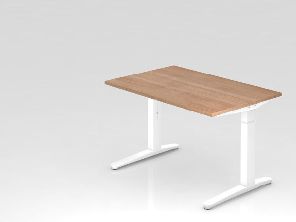 Hammerbacher bureau C-poot 120x80cm walnoot/wit, rechthoekige vorm, VXB12/N/WW