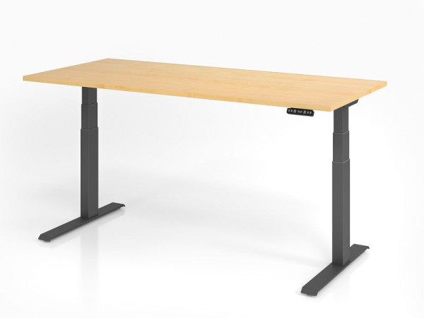 Hammerbacher bureau XDKB19, 180 x 80 cm, blad: esdoorn, 25 mm dik, ABS dikke rand, rechthoekige vorm, grafiet, VXDKB19/3/G