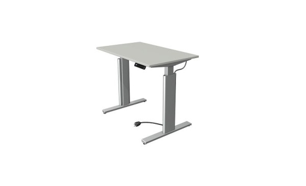 Kerkmann zit/sta tafel Move 3 zilver, B 1000 x D 600 mm, elektrisch in hoogte verstelbaar van 720-1200 mm, lichtgrijs, 10231111