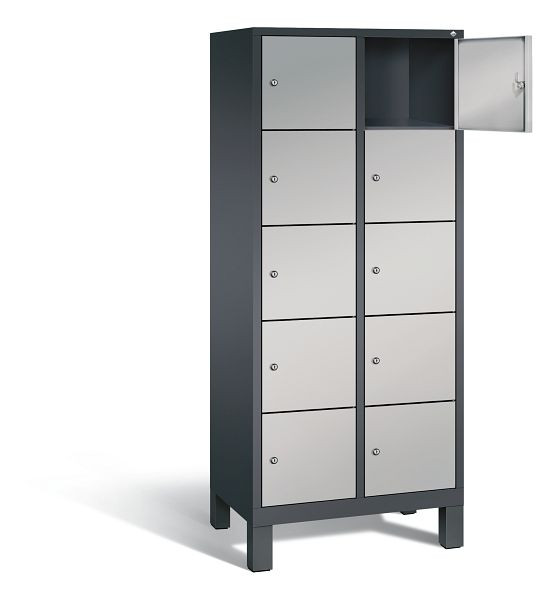 C+P lockerkast Evolo, H1850xW810xD500mm, kleur: zwart-grijs/wit aluminium, 48010-225 S10073