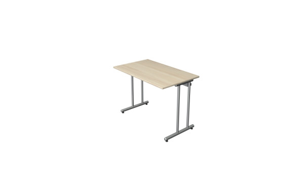 Kerkmann bureau start-up, B 1000 x D 600 x H 750 mm met C-voetframe in aluminium zilver, esdoorn, 11439050