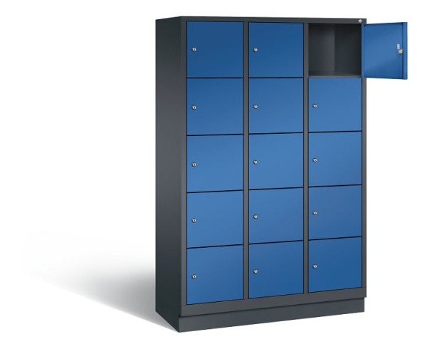 C+P lockerkast Evolo, H1800xB1200xD500mm, kleur: zwartgrijs / gentiaanblauw, 48020-325 S10191