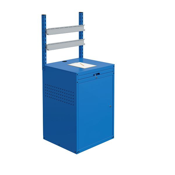 SOFAME MODULINFO kast B695 x D 660 x H 1005 mm met 2 ophangrails voor zichtbare opbergdozen, hemelsblauw RAL 5015, W040010033BIGC