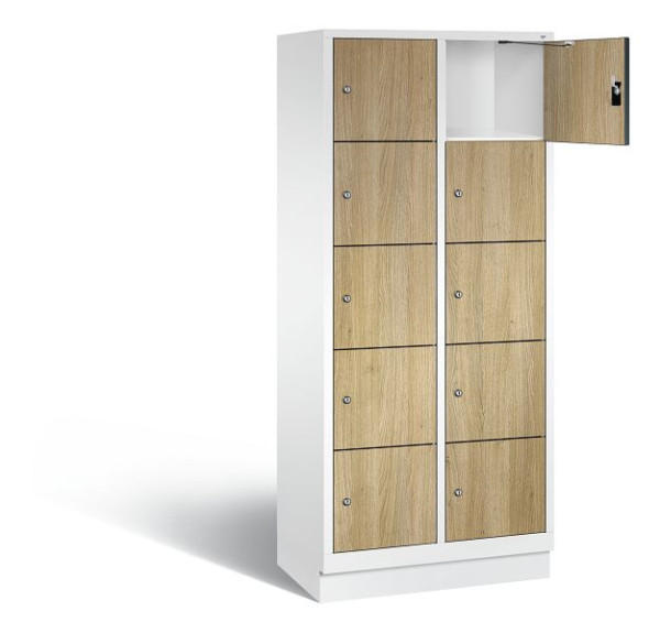 C+P lockerkast Evolo, H1800xW810xD500mm, kleur: verkeerswit / decor eiken Sereno, 48020-225 S10118