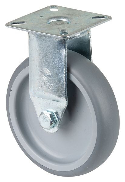 BS rollen apparatenrol, plaat, wielbreedte 24 mm, wiel-Ø 100 mm, draagvermogen 70 kg, grijs rubberen loopvlak, glijlager, VE = 4 stuks, A310.A80.100