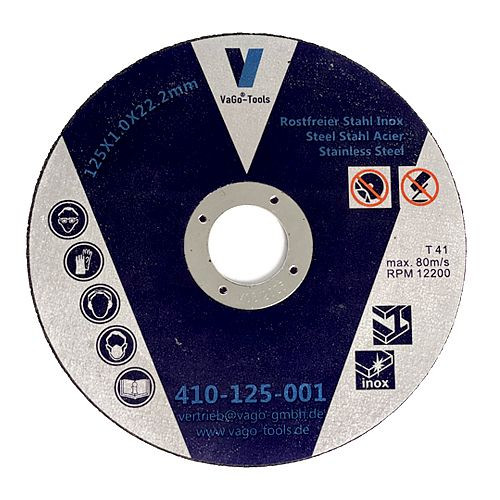 VaGo-Tools doorslijpschijven flexibele schijven 125x1mm RVS metaal staal, VE: 10 stuks, 410-125-001x10_tv