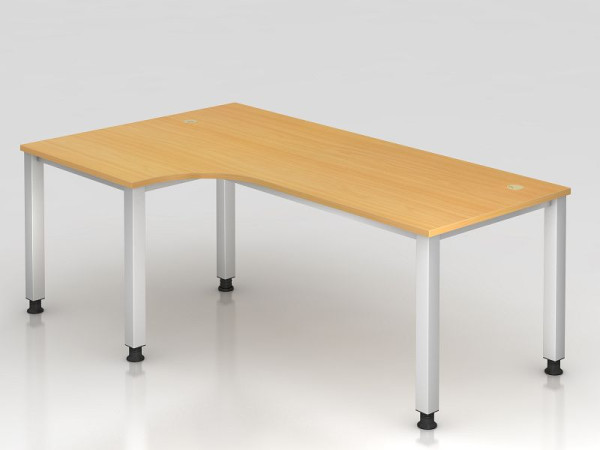 Hammerbacher hoektafel 4-poots vierkant 200x120cm 90° beuken, hoekvorm 90°, links of rechts monteerbaar, VQS82/6/S