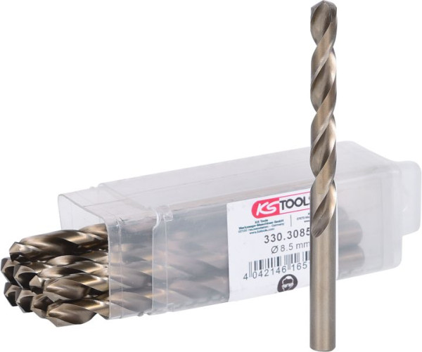 KS Tools HSS-G Co 5 spiraalboor, 8,5 mm, 10 stuks, 330.3085