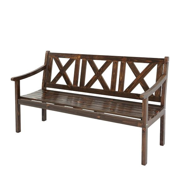 Mendler tuinbank Copenhagen, bank parkbank houten bank, 3-zits horeca kwaliteit massief hout 160cm, donkerbruin, 83526