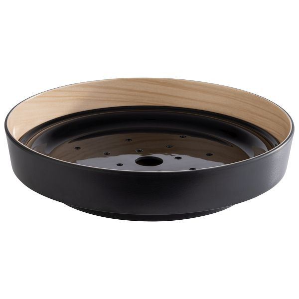 APS schaal, 2 delen -FRIDA-, Ø 25,5 x 6 cm, melamine, binnen: houtlook, buiten: zwart, set bestaande uit: schaal en afdruipinzet, 85230