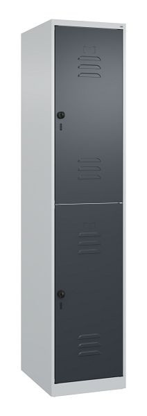 C+P Doppelstöckiger Spind Classic PLUS, 1850x400x500mm, 7035/7016, Drehriegel, 080300-12 S10007